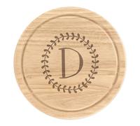 Tagliere Rotondo Lettera D Con Ghirlanda Floreale