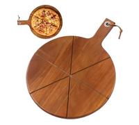 Tagliere rotondo per pizza, in legno, design con impugnatura comoda, vassoio da cucina a grana naturale, tagliere multifunzione per la preparazione degli alimenti, per di casa, salumi