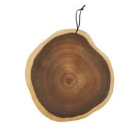 Tagliere rustico in legno di acacia, forma rotonda irregolare per pane, frutta, verdura, taglio e servire, in legno massiccio non laminato (grande, 31-37 cm)