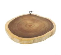 Tagliere rustico in legno di acacia, forma rotonda irregolare, per pane, frutta, verdura, taglio e servire, in legno massiccio non laminato (piccolo 23-28 cm)