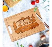 Tagliere rustico inciso - Blocco di salumi con cervo personalizzato, regalo di Natale per famiglia, amici e vacanze