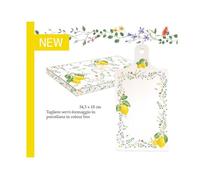 Tagliere servi-formaggio rettangolare in porcellana Collezione FLEURS ET CITRONS