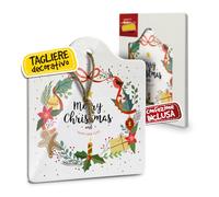 Tagliere Sottopentola Natalizio in Ceramica, Idee Regalo Natale Originali Donna, Mamma e Nonna, per Casa e Cucina, Personalizzati con Illustrazione Originale Ghirlanda Merry Christmas
