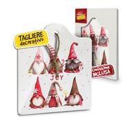 Tagliere Sottopentola Natalizio in Ceramica, Idee Regalo Natale Originali Donna, Mamma e Nonna, per Casa e Cucina, Personalizzati con Illustrazione Originale Joy con Elfi