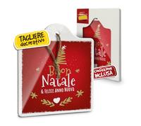 Tagliere Sottopentola Natalizio in Ceramica, Idee Regalo Natale Originali Donna, Mamma e Nonna, per Casa e Cucina, Personalizzati con Illustrazione Originale Buon Natale e Felice Anno Nuovo
