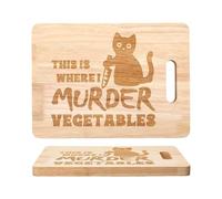 Tagliere - Tagliere in legno per | Vassoio in legno con disegno di gatto nero e motivo coltello per un'atmosfera di Halloween, facile da tagliare, tagliare a fette e tagliare