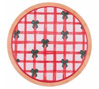 Tagliere tondo 20 cm in ceramica e bambù, Natale coi fiocchi