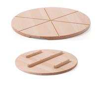 TAGLIERE tondo legno faggio 35cm pizza con scalanature 6 parti
