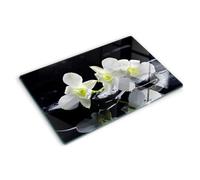 Tagliere Vetro Temperato 80x52 cm con Piedini Antiscivolo Antigraffio Facile da Pulire con Stampe Durevole e Igienico Rettangolare Resistente al Calore da Cucina - Orchidea