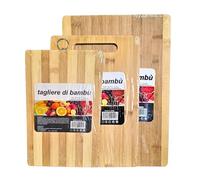 Taglieri da Cucina in Bambù Tagliere Legno, Set 3 Misure Resistenti per Carne, Pesce, Pane, Frutta e Verdura - Alta Qualità Ideali come Vassoi e Facili da Pulire