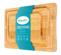 Taglieri da Cucina In Legno Di Bamboo - Set 3 Taglieri per Cucina In Legno (Piccolo, Medio, Grande) - Tagliere da Cucina In Legno di Bambù con Scanalatura per Liquidi e Maniglie - Vassoio da Portata