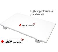 Tagliere in polietilene professionale bianco 50x30x2+ fermi+kit antiscivolo Made in Italy