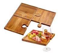 Taglieri Legno Da Salumi - Durable Stylish E Affettati 4 Pezzi, Ergonomic, Vassoio Puzzle Con Manico, Piccoli Di Servizio, Per | Multipurpose Outdoor Indoor Utility Compact Sturdy