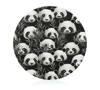 Taglieri rotondi in vetro con grafica panda in bianco e nero, tappetino da taglio portatile, facile da pulire