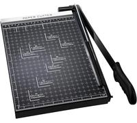 Taglierina A4-B7, tagliacarte a ghigliottina per cartone, lunghezza di taglio 300 mm, base metallica con blocco di sicurezza della lama e doppie guide, capacità di 12 fogli (nero)