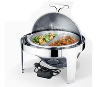 Taglierina e riscaldatori a buffet, vaschette per strofinacci, server rotondi a buffet in acciaio inossidabile e scaldavivande per buffet, banchetti, accessori per catering, 6L () decorazione
