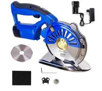Taglierina elettrica rotante per tessuti, taglierina elettrica rotante senza fili con luce LED, 100/110/125 mm, con 2 batterie ricaricabili, 5 velocità, per pelle, moquette(110mm)