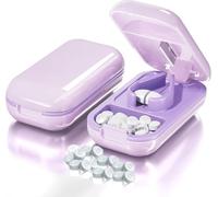 Taglierina for compresse, 2025 Nuovo tagliapillole portatile professionale for pillole piccole e minuscole tagliate a metà, quarto, taglio e conservazione 2 in 1 dispenser for pillole(Purple)