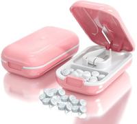 Taglierina for compresse, 2025 Nuovo tagliapillole portatile professionale for pillole piccole e minuscole tagliate a metà, quarto, taglio e conservazione 2 in 1 dispenser for pillole(Pink)