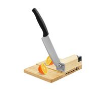Taglierina manuale per pane e guillotina, in acciaio inox, con affilacoltelli, scala precisa, universale, per pane, bagel, torte, salsicce, salvaspazio, pieghevole, 18 x 22 cm