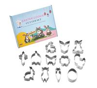 Taglierina per biscotti pasquali, a forma di, 12 pezzi, in acciaio, con, trifoglio, fiori per biscotti al cioccolato