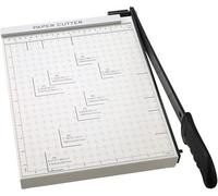 Taglierina per carta A4-B7, lunghezza di taglio 300 mm, taglierina a ghigliottina per cartone, base in metallo con blocco di sicurezza della lama e doppie guide, capacità 12 fogli (Bianco)