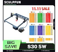 Taglierina per incisore laser SCULPFUN S30 da 5 W, assistenza pneumatica automatica, lente sostituibile, scheda madre a 32 bit, 410x400 mm, livello industriale