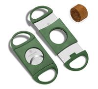 Taglierina per sigari con doppia lama per taglio affilato, acciaio inossidabile e plastica, guillotina doppio ingrandimento, 62,5, misura anello, adatto per casa e all'aperto (verde)