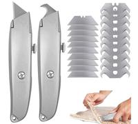 Taglierina Professionale Delfino Con Sicurezza Per Moquette E Pavimenti in PVC, Cutter Per Lame Trapezoidali E Lama Gancio, Set Coltello Utility Alluminio 2 Pezzi Con 20 Lame SK5 Lega
