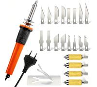 Taglierina Termica Multifunzione Kit per Taglio e Incisione con 16 Lame Riscaldate 4 Manicotti Supporto in Metallo e Stencil per Fai da Te Modellismo Pittura su Tessuto e Crafts