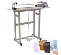 Taglierina termosaldatrice a pedale, sigillatrice 2 in 1 per sacchetti di plastica, con tavolo da lavoro regolabile, base e supporto per uso industriale e commerciale