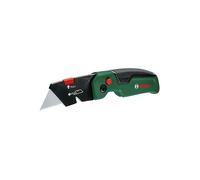 Bosch coltello ripiegabile (robusto e compatto; acciaio inossidabile; comandabile con una sola mano; rapida sostituzione della lama; gancio da cintura; custodia per lame; con 3 lame in acciaio SK5)