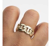 Taglio Diamante Marinaio Collegamento Anello Massiccio Vero 10K Oro Giallo Tutti