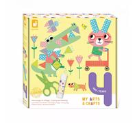 Janod - My Arts & Crafts - Dai 4 Anni - Kit Découpage e Collage - 4 Quadretti - Kit Attività Creative Bambini - Abilità Fino-Motorie e Concentrazione - J07743