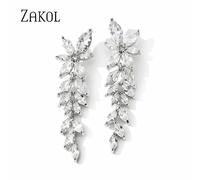 Taglio Marchesa Grappolo Fiore Zirconia Cristallo Goccia Orecchini Moda Gioielli