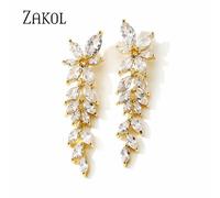 Taglio Marchesa Grappolo Fiore Zirconia Cristallo Goccia Orecchini Moda Gioielli