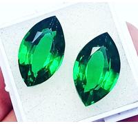 Taglio Marquise Forma Verde Naturale Granato 18 KT Certificato Loose Gemma Paio