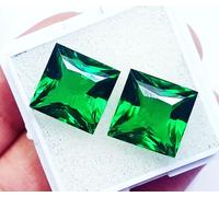 Taglio Quadrato Verde Naturale Granato 18 KT Certificato Paio Loose Gemma PG12