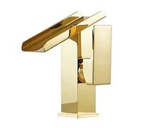 TAGNO Bagno CASCA CASCIALE Oro, Mixer a lavandino Caldo e Freddo Ottone, Manico a Cascata a Cascata Bagno Alto (Corto)