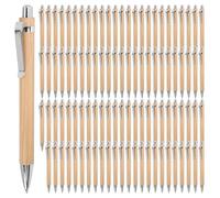 Tagtight 100 penne a sfera in bambù per ufficio, scuola, Stilo Penna di Contatto per scrivere e scrivere, in legno, per regali del Ringraziamento, Natale, inchiostro blu