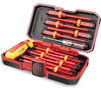 Tagtight 13 pezzi VDE Cacciavite isolato Set -V Alta Tensione 1000 V Cacciavite Torx a taglio isolati, pozidrive, con intaglio magnetico Utensili a mano durevoli, Astuccio organizer