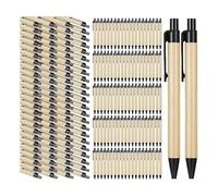 Tagtight 200 Pcs Penne A Sfera in Carta Kraft, Penne a Inchiostro Nere, Penne Retrattili A Punta Media, Penne Ecologiche Penne in Carta Kraft Riciclata per Ufficio Scuola
