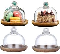 Tagtight 4 Pezzi Mini Piatto da Torta Cupola per Torta con Coperchio, Mini Campana di Vetro Piatto da Portata per Dessert Cupcake, Cupola per Formaggio Copertura per Alimenti Alzata per Torta per Matr