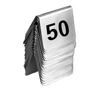 Tagtight 50 numeri da tavolo in acciaio, numero 1-50, per banchetti, servizi, ristoranti e bar, impilabili, numeri neri su entrambi i lati