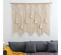 Tagtight Arazzo da parete in macramè, grande Tappezzeria tessuto bohémien, decorazione Arazzo da parete con nappa in macramè Arte per soggiorno, camera da letto, sfondo matrimonio, 120 x 100 cm