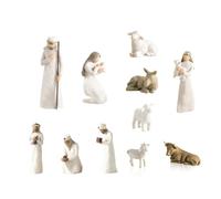 Tagtight Set di 10 statuette per presepe natalizie, per la nascita dipinta a mano, per presepi, decorazione natalizia, piccolo presepe Gesù, Giuseppe, asino, presepe