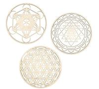 Tagtight Set di 3 decorazioni da parete con geometria sacra, mandala chakra, in legno, decorazione da parete spirituale per yoga/meditazione, piastra in per yoga, sala di meditazione