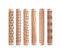 Tagtight Set di 6 utensili per vasi, set di rulli per modellare argilla, mattarello, rullo in ceramica, rullo a mano strutturato, manico in legno, set di utensili per ceramica, utensili intagliati