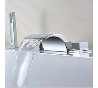 Tagtuell Rubinetto a cascata vasca da bagno, 1/2 "in ottone rubinetto con doccetta a mano, 5 fori + soffione doccia a bordo vasca rubinetto, miscelatore in ottone doccia