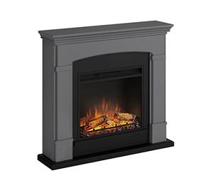 TAGU Helmi Caminetto Elettrico - Camino Elettrico con riscaldamento, 1500W, Programmabile a 7 giorni, Termostato Digitale, Telecomando (Grigio Solido)